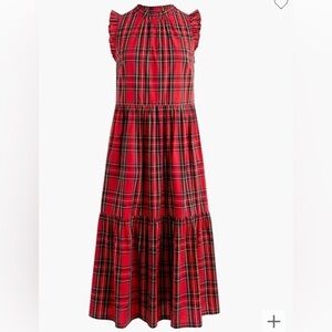 J. Crew Factory Red Plaid Midi Dress